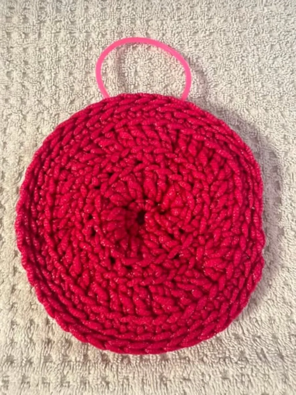 Body Exfoliator - Pink - Washable - Made w/Scrubology Yarn (Designed for dishes